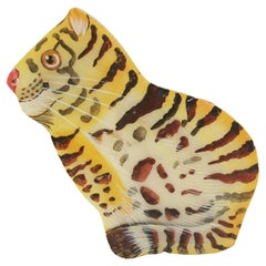 Vintage Hand Carved & Painted Soapstone Tiger Box - Unsigned - Late 20th Century