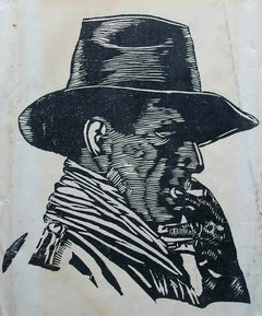 Estampe sur papier / Portrait de style « Mid-Century » - Non signé - Non encadré - XXe siècle