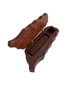 Taiwan Map Shaped Wooden Seal Stamp Box - Hong Zitan Rosewood - Circa 2000