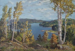 OTTO PLANDING - Lake of Bays, Automne - Peinture à l'huile encadrée - Canada - Vers 1950