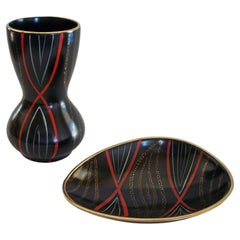 DÜMLER & BREIDEN - Mid Century Ceramic Vase & Dish Set - Germany - Circa 1960