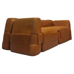 Pair of 932 lounge chairs in leather by Mario Bellini for Cassina, Italy 1964