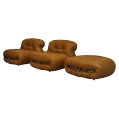 Soriana armchairs and pouf designed by  Afra and Tobia Scarpa for Cassina 1969