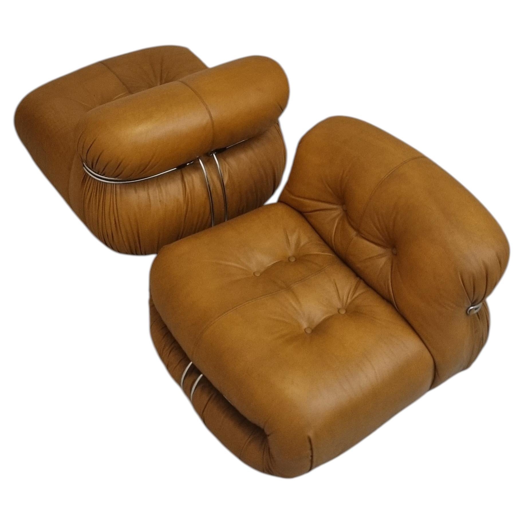 Soriana armchairs designed by  Afra and Tobia Scarpa for Cassina 1969 For Sale