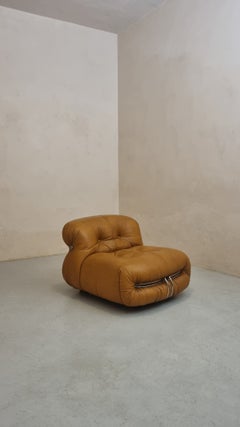 Soriana armchair in leather by Afra and Tobia Scarpa for Cassina Italy 1969