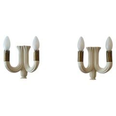2er-Set Wandleuchten aus Holz/Messing von Pietro Chiesa für Fontana Arte, Italien, 1940