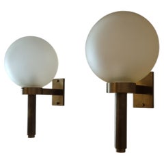 2er-Set Wandleuchten aus Messing und Glas von Angelo Lelii für Arredoluce, Italien 1964