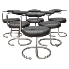 Giotto Stoppino Set of 6 Cobra Dining Chairs in Leather