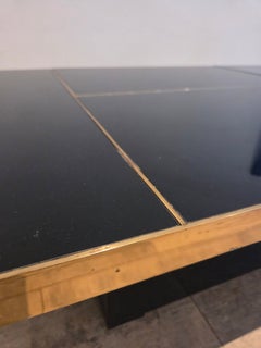 Black Glass and Brass Coffee Table with Hidden Bar from Willy Rizzo