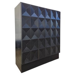 Mueble bar geométrico de estilo brutalista, ébano negro, firmado «The Coene», Bélgica, 1970