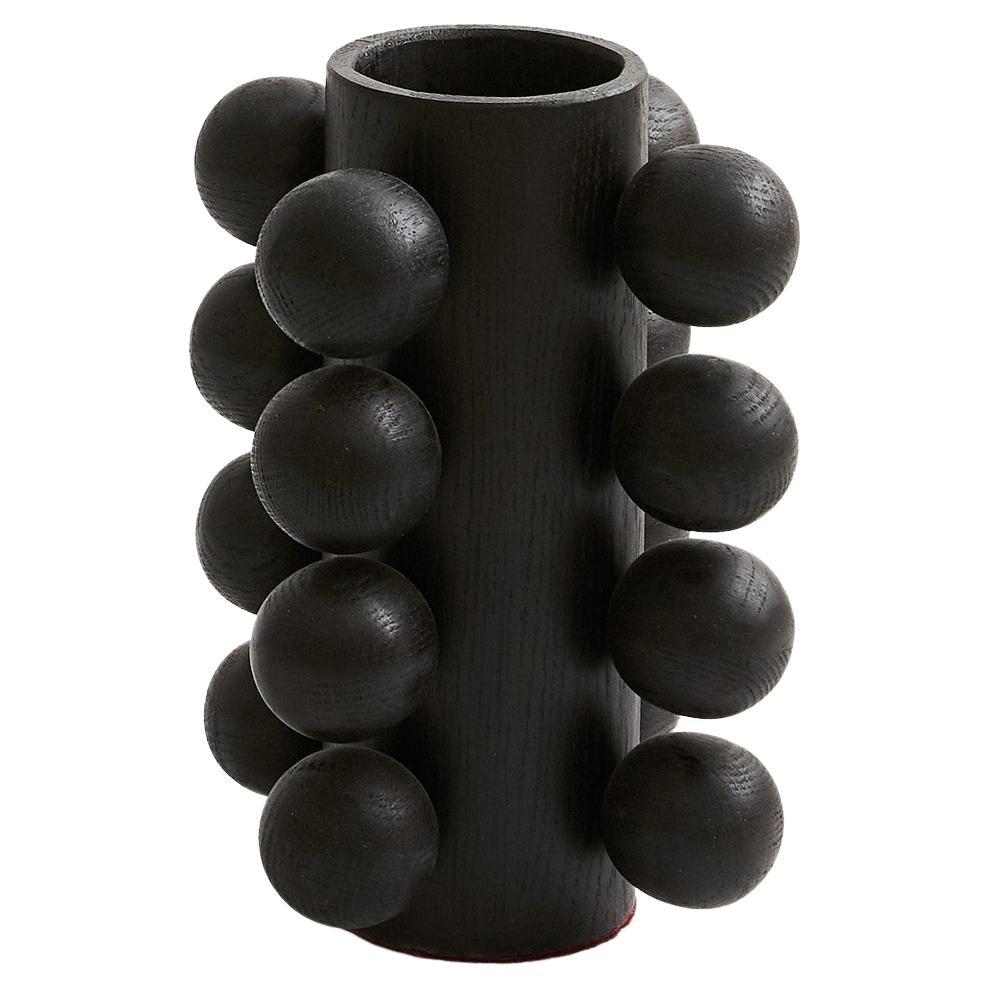 Modern Wooden Bubble Vase in Black