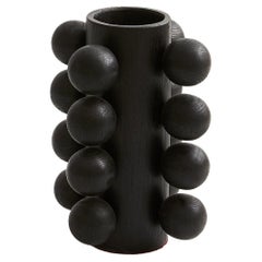 Modern Wooden Bubble Vase in Black