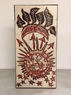 Table basse en céramique et panneau mural convertible rares de Jean Lurçat, France, années 1960