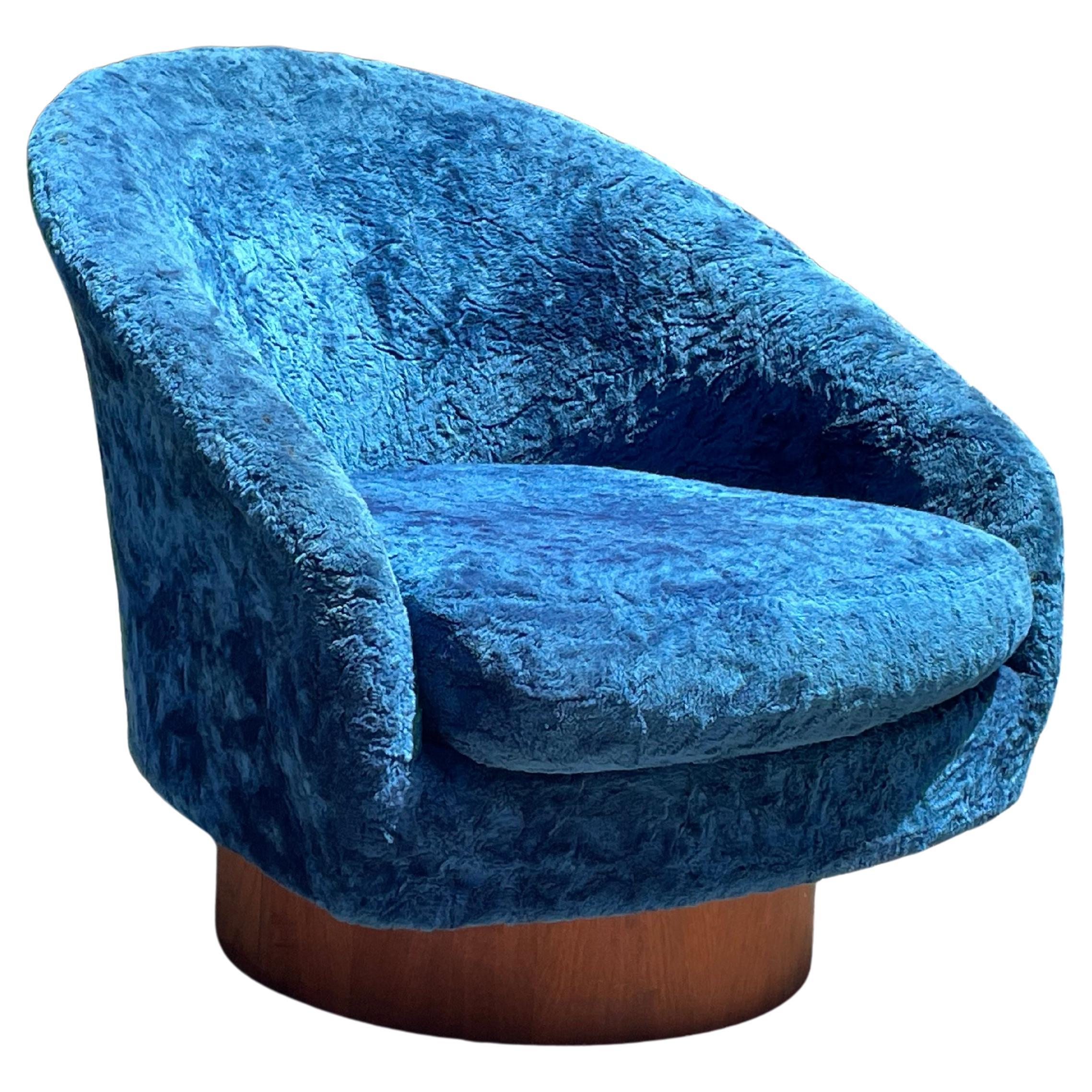Adrian Pearsall for Craft Associates Walnut Base Swivel Lounge Chair