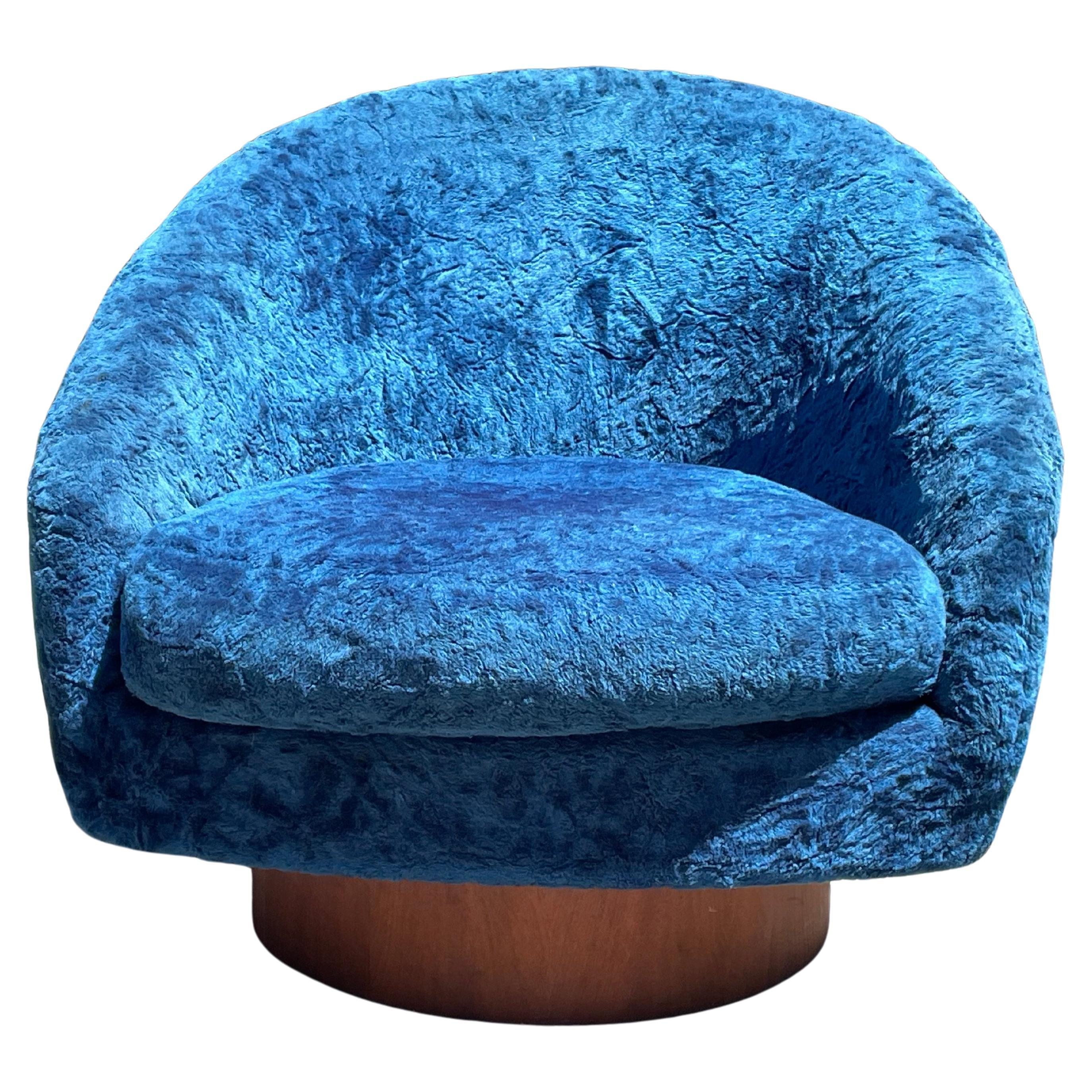 Mid-Century Modern Adrian Pearsall for Craft Associates Walnut Base Swivel Lounge Chair