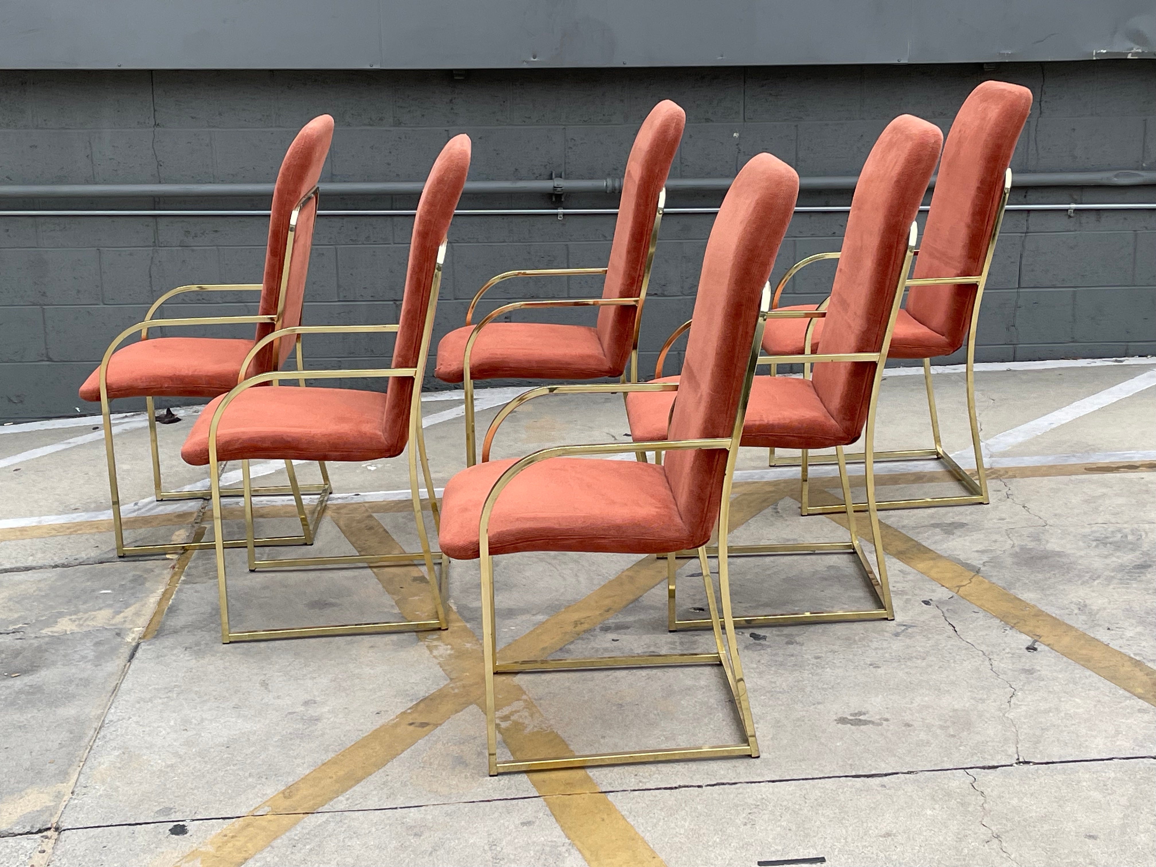 American Milo Baughman Set of Six Brass Dining Chairs DIA Design Institute of America