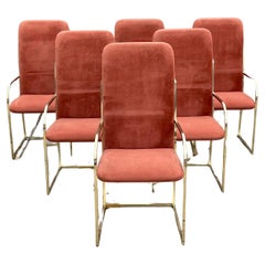 Milo Baughman Set of Six Brass Dining Chairs DIA Design Institute of America