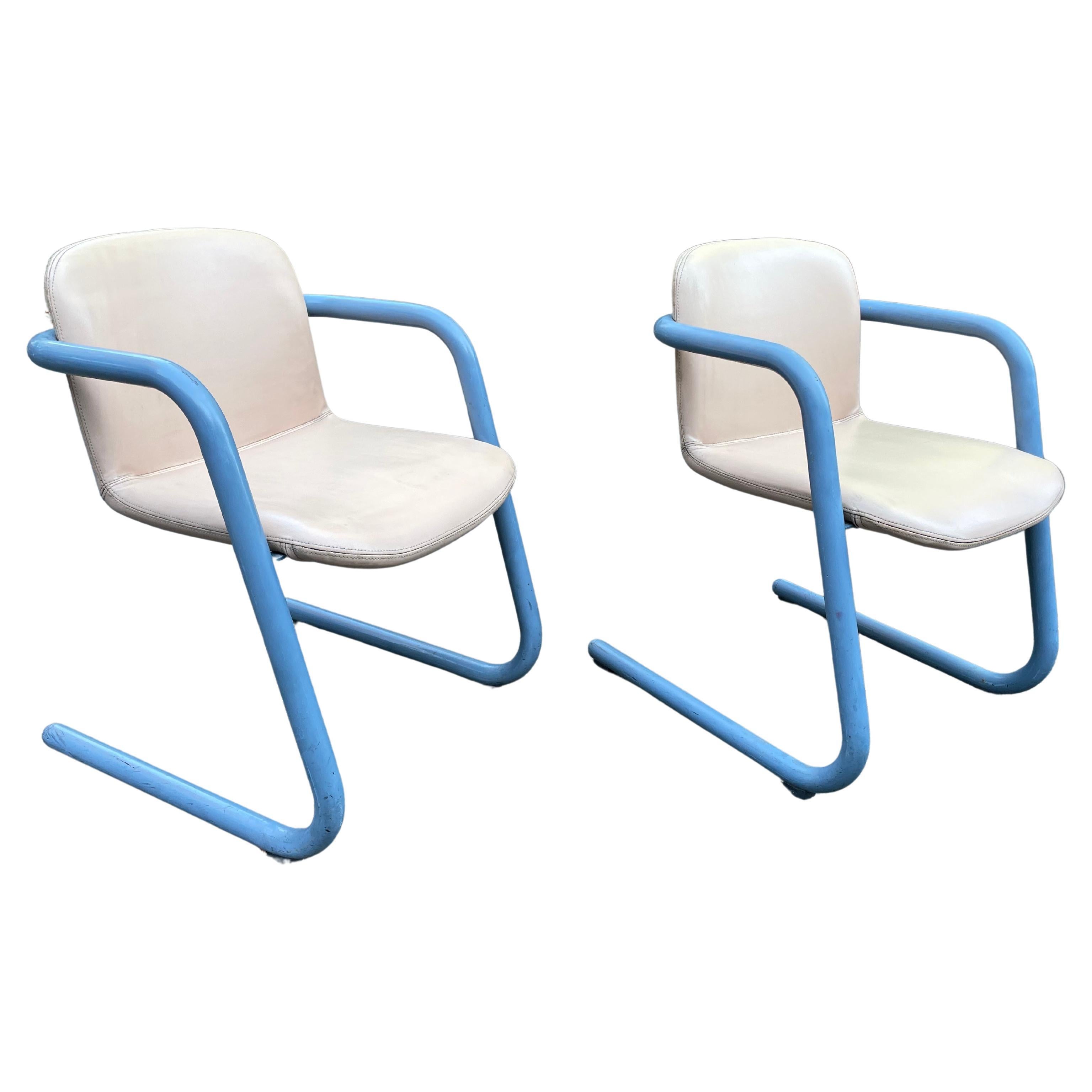 Mid-Century Kinetics Blue 100/300 Chairs by Salmon & Hamilton - Set of 2 In Good Condition In Los Angeles, CA