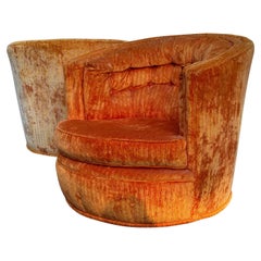 Milo Baughman Barrel Tub Swivel Chairs in Orange, circa 1960s