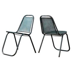 Mathieu Mategot Perforated Vintage French Metal Chairs, 1950s
