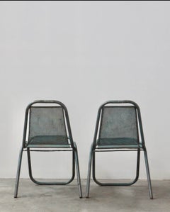 Chaises vintage françaises en métal ajouré de Mathieu Mategot, années 1950