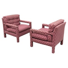 Milo Baughman Parsons Chairs in Incredible Fabric