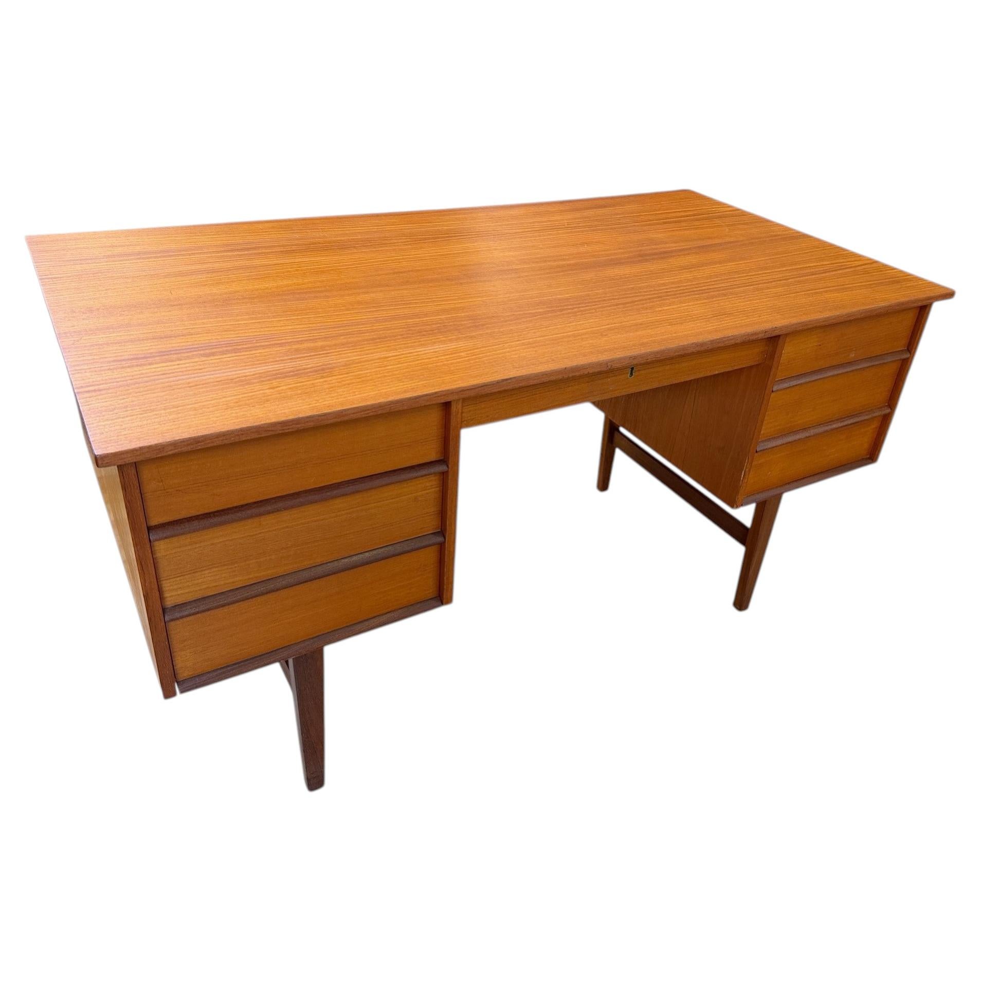 1960s Danish Modern Teak Executive Desk For Sale