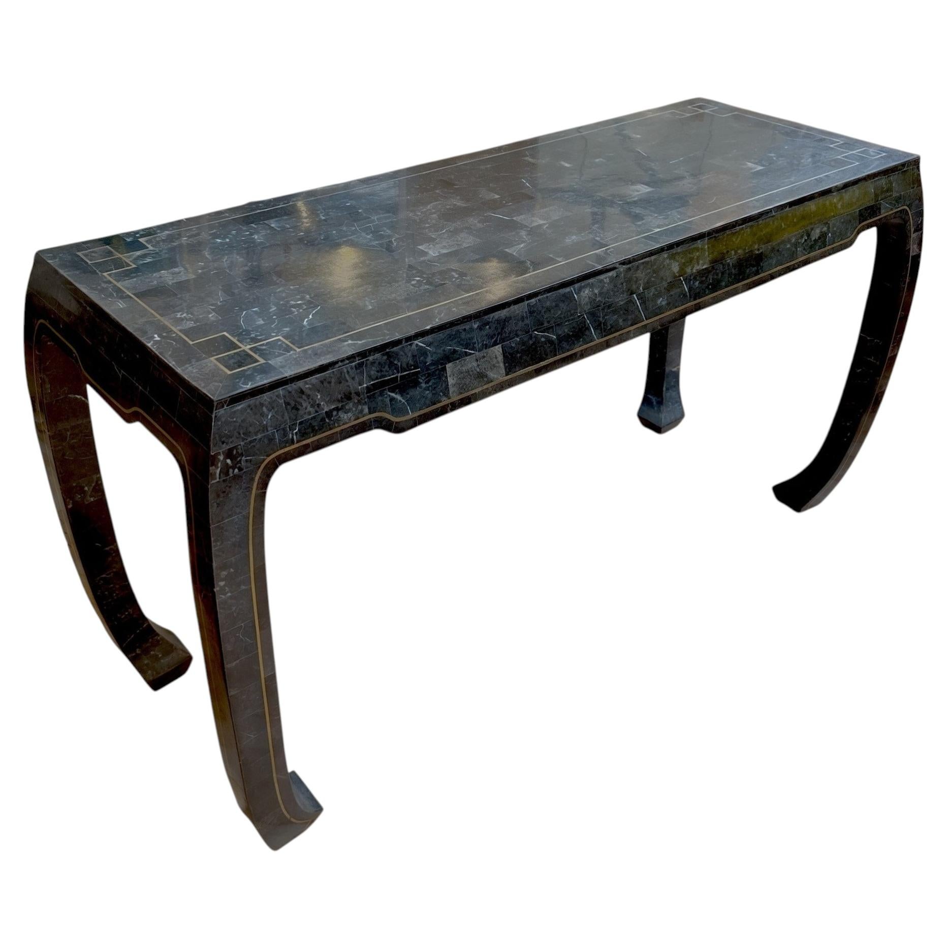 Mesa consola de piedra con diseño en mosaico «Hollywood Regency» de Maitland-Smith en venta