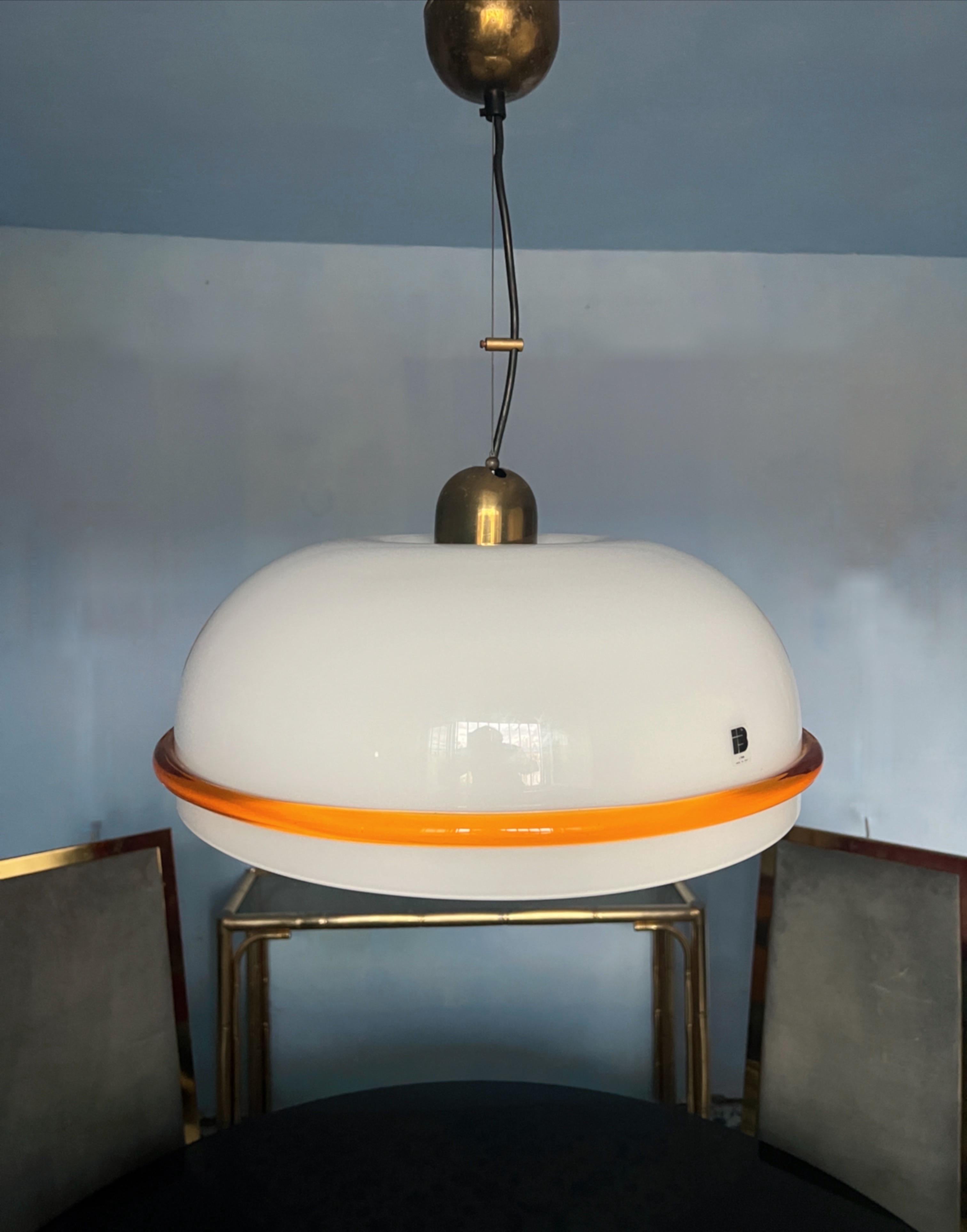 Mid-century modern Murano glass pendant light, Italy, 1970 In Good Condition In Palermo, PA