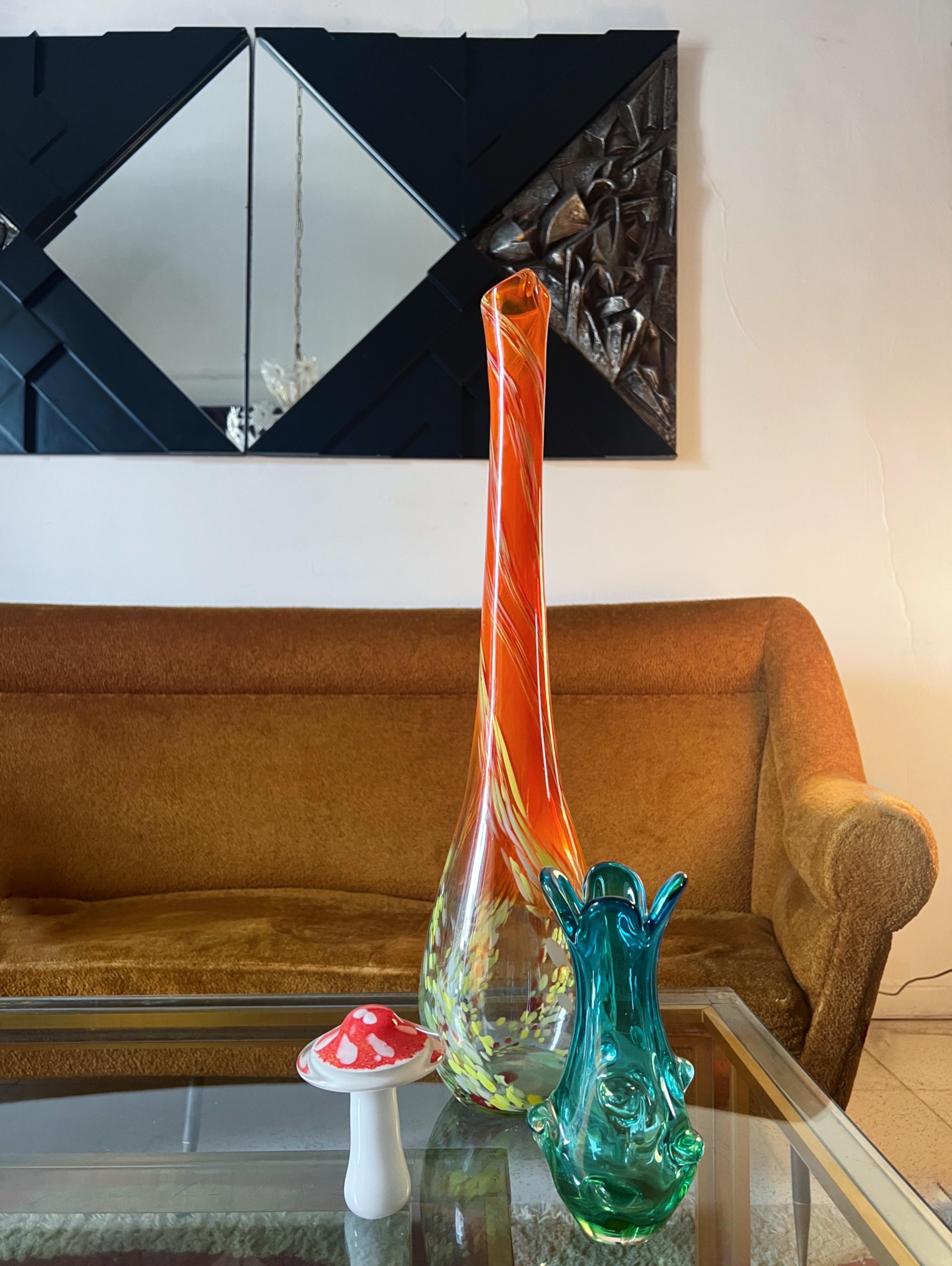 1970er Multicolor Murano Glas Vase Konfetti Wirbel Kunst Glas Vase im Angebot 12
