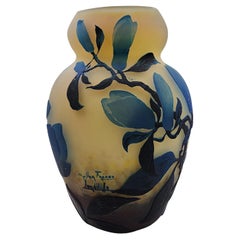 Muller Frères "Magnolias" Cut Glass Vase