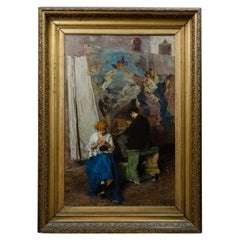 Painting by GIACOMO FAVRETTO (Venice, 1849-1887) Vandalism (Poor Ancients)