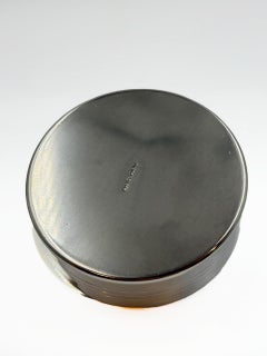 Hermès Paris Silvered Metal Round Box with Equestrian Horse Head Finial