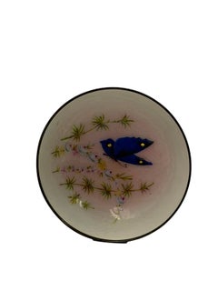 Antique French Sterling Silver and Enamel Small Centerpiece with Blue Butterfly