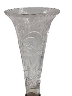 Pair of Early 20th Century European Turquoise and Clear Cut Glass Vases