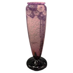 Vase en verre « camée » Art déco de Charder Le Verre Français, France, vers 1925
