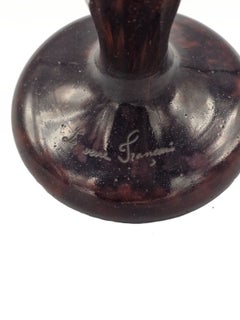 French Art Nouveau Gallé Signed Cameo Glass Poppy Vase, Early 20th Century