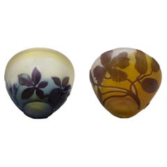 Pair of French Émile Gallé Art Nouveau Cameo Glass Vases, Nancy, Early 20th Cent