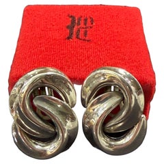 Antonio Belgiorno Sculptural 900 Silver Clip-On Earrings, Argentina, c. 1960