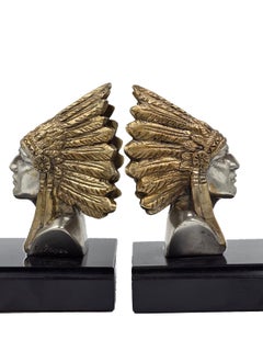 Pair of Sculptural Native American Bust Bookends by Henri Payen