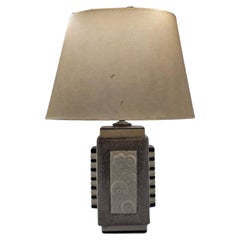 Charles Harva French Art Deco Crackle-Glazed Ceramic Table Lamp, circa 1930
