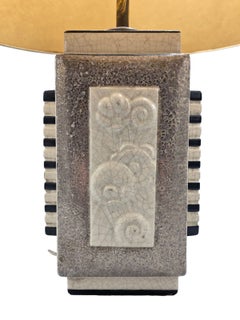 Charles Harva French Art Deco Crackle-Glazed Ceramic Table Lamp, circa 1930