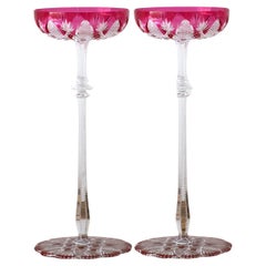 Paire de coupes à champagne Baccarat Tsar rose