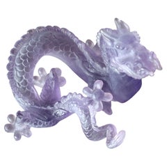 Daum France Le Amethyst Crystal Dragon Sculpture