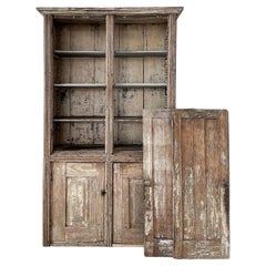 Armario Primitivo Antiguo de 4 Puertas con Pintura Desgastada