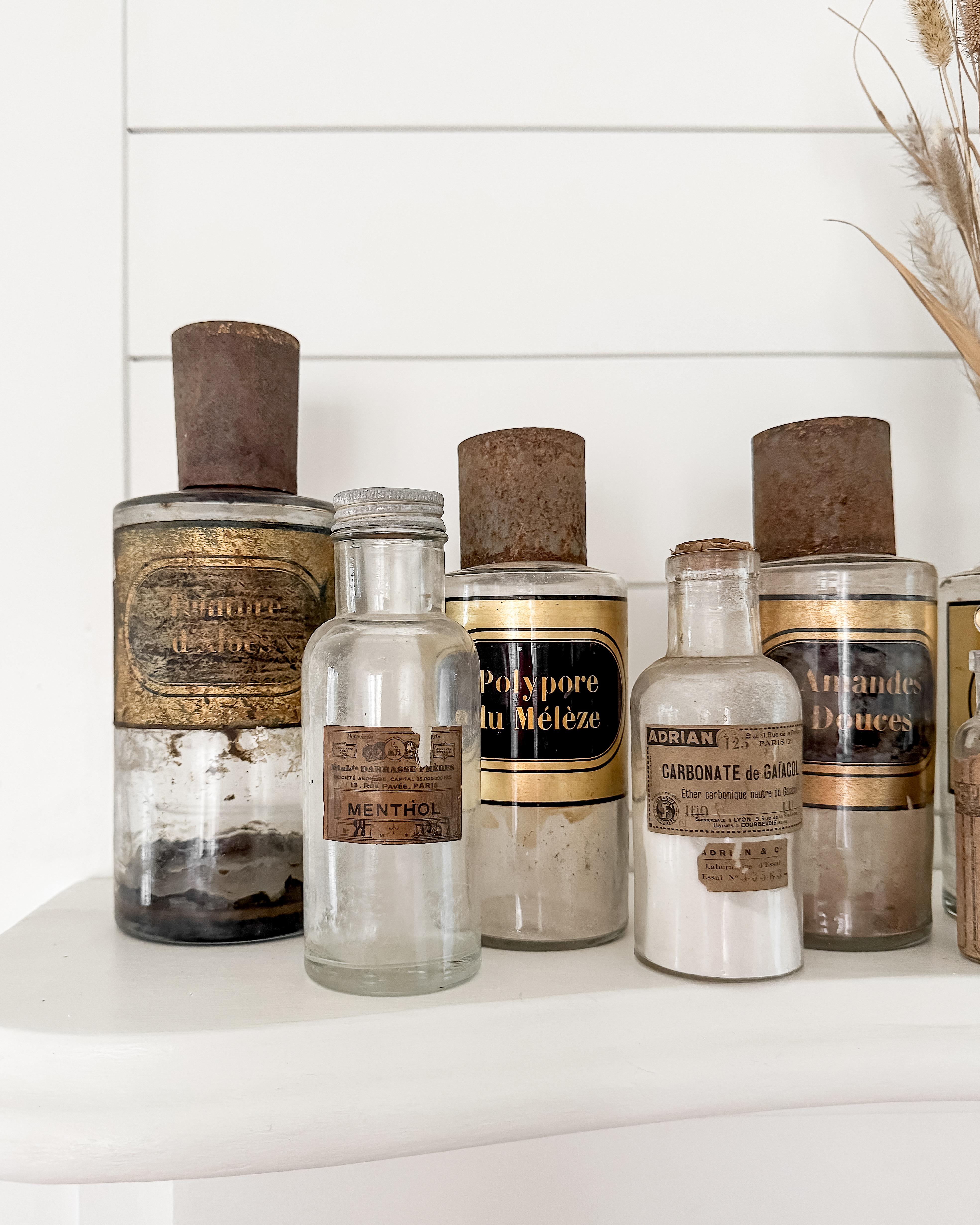 Set of 10 19th and 20th Century French Apothecary Bottles In Good Condition For Sale In Mckinney, TX