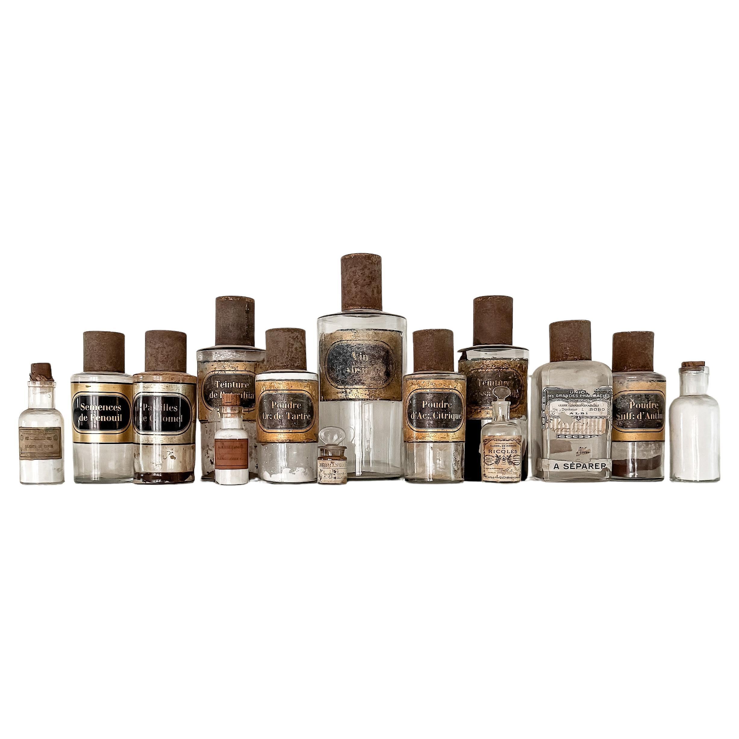 Set of 14 19th and 20th Century French Apothecary Bottles
