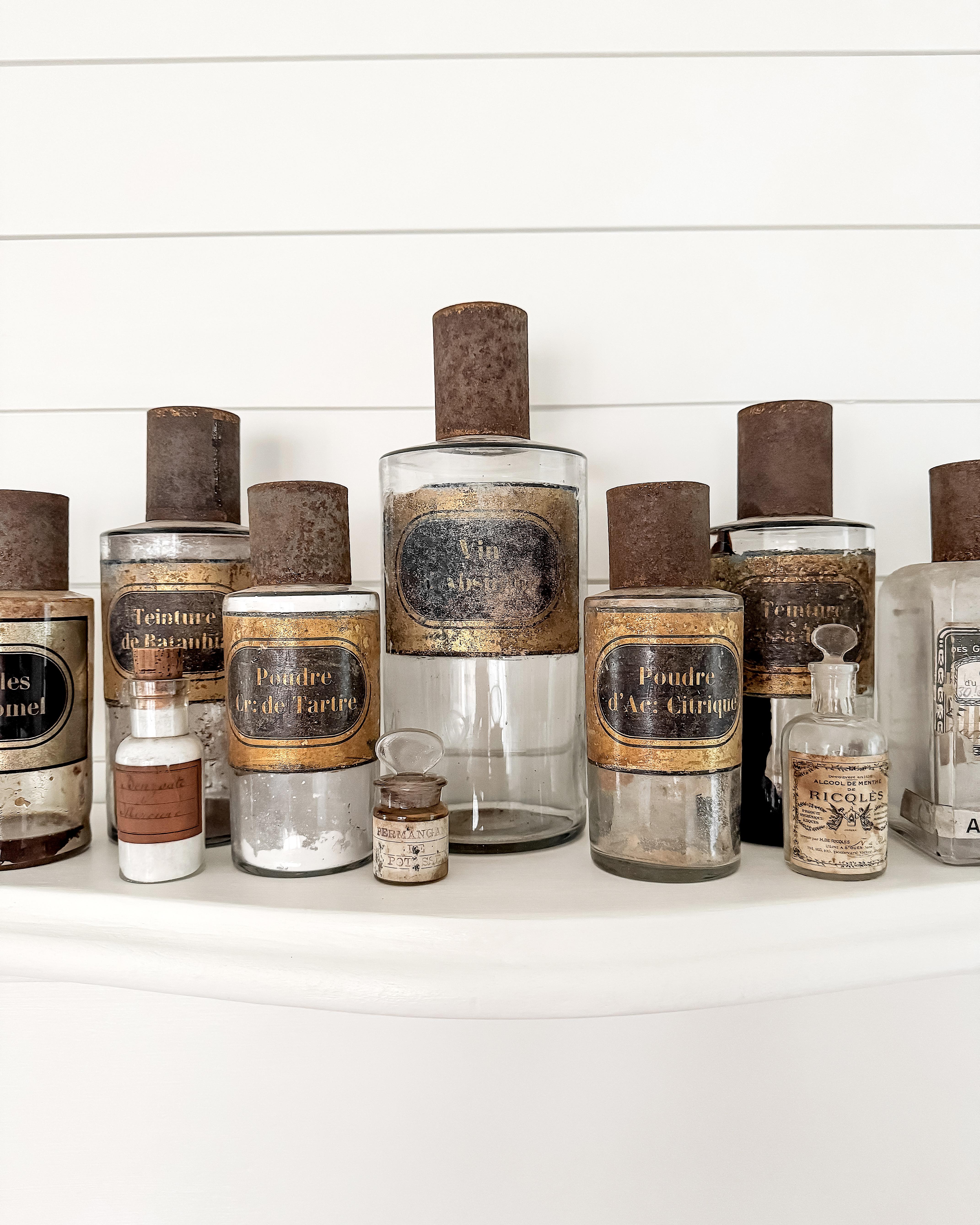 19th Century Set of 14 19th and 20th Century French Apothecary Bottles For Sale