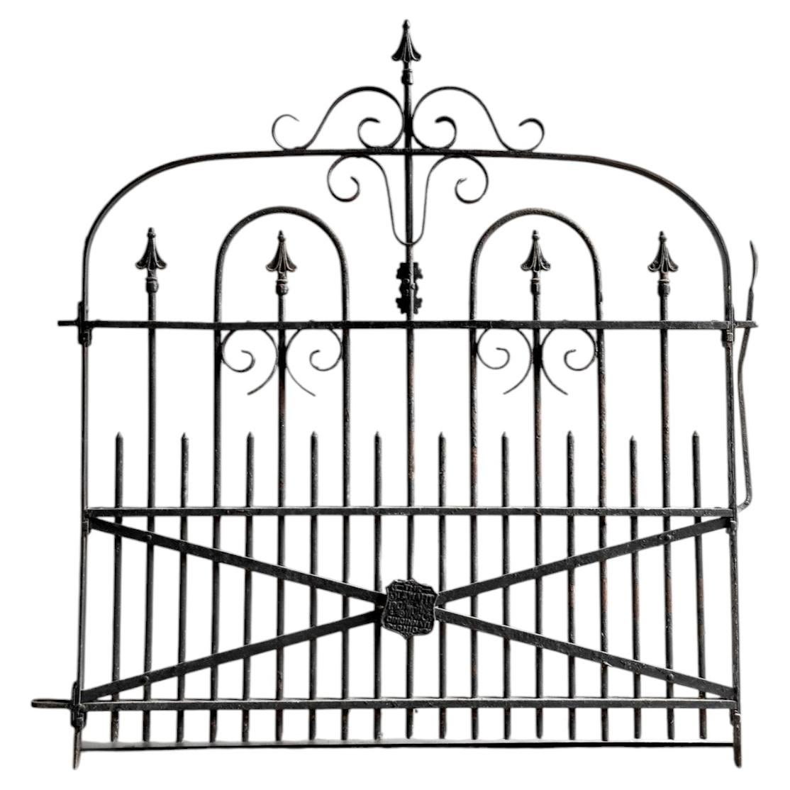 Antique 19th-Century Wrought Iron Spear-Top Garden Gate For Sale