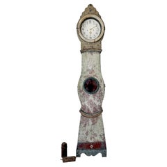 Large Antique 18th Century Swedish Mora Clock with Original Paint